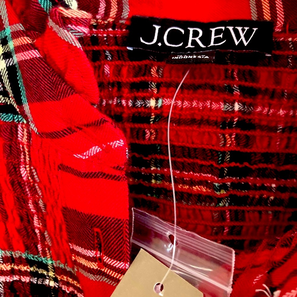 J. CREW Womens NWT brushed plaid cotton top size XXS